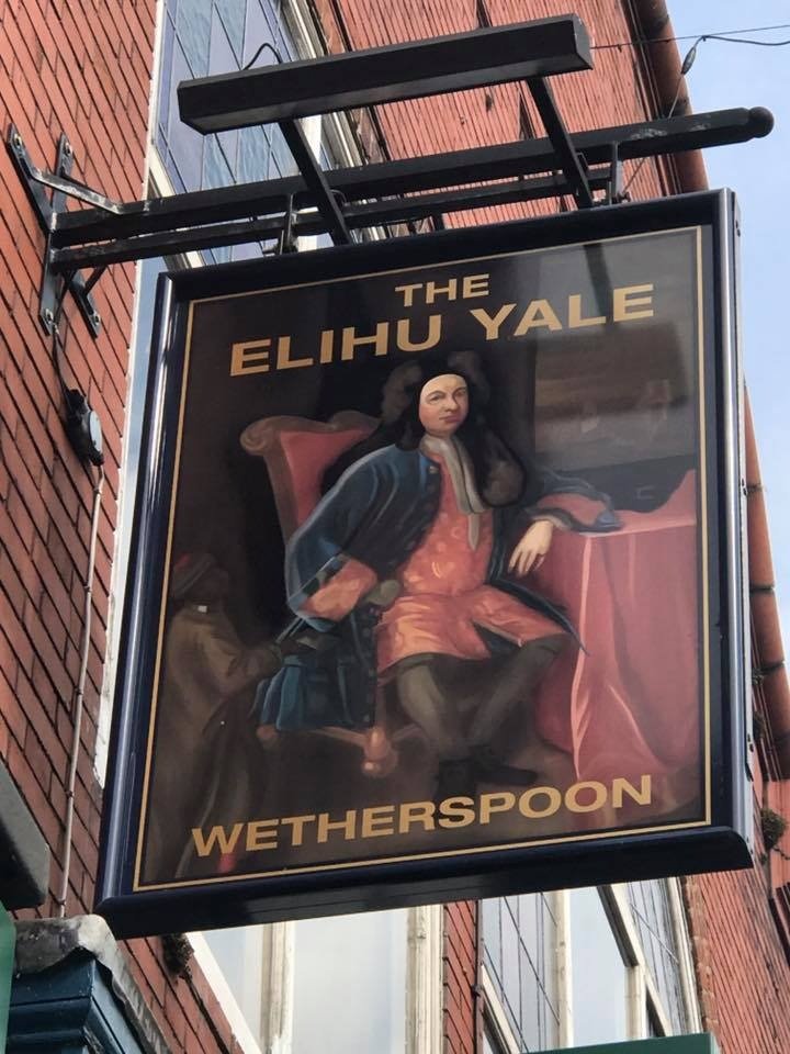 Pub sign for the Elihu Yale pub