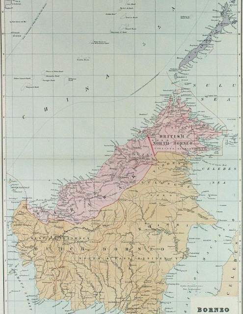 Map of Borneo divided between the British and the Dutch, 1898 Map of Borneo divided between the British and the Dutch, 1898
