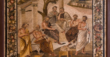 Mosaic of Plato's Academy in the villa of T. Siminius Stephanus in Pompeii, around 100 BC to 100 CE