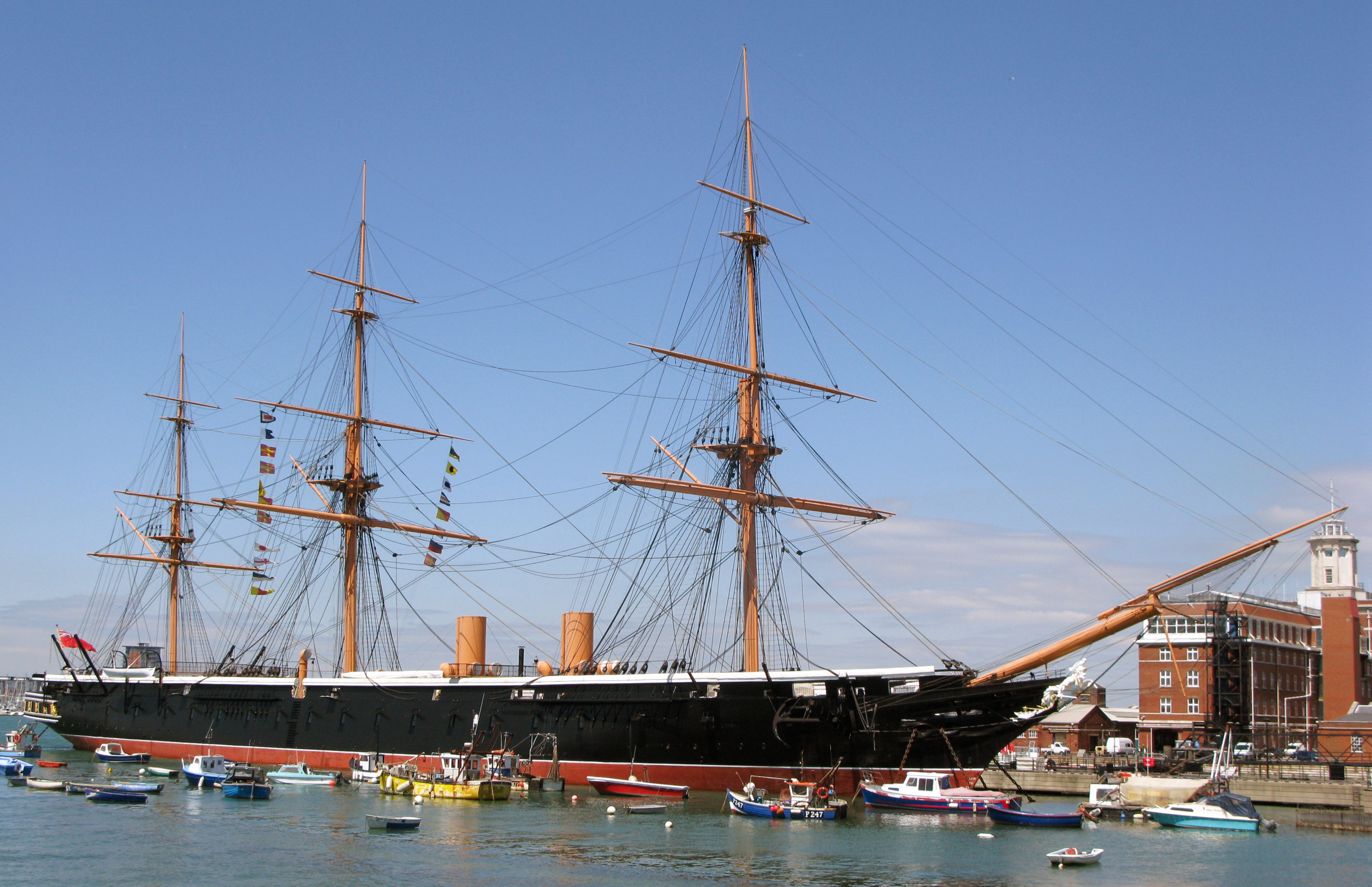 HMS Warrior, the 19th century ironclad warship, is preserved today in Portsmouth