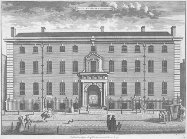 Old South Sea House, Threadneedle Street, London. (The building was burnt down in a fire in 1826) Old South Sea House, Threadneedle Street, London. (The building was burnt down in a fire in 1826)